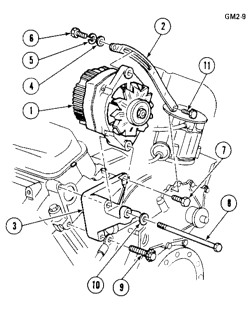 CHASSIS WIRING-LAMPS Buick Regal 1978-1981 ALL 196/231A,G/231-2 V6 & 350J V8 GENERATOR MOUNTING