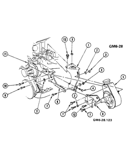 FRONT SUSPENSION STEERING Pontiac Sunbird 1977-1979 H,X 151V L4 POWER STEERING PUMP MOUNTING (EXC A/C)