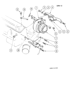 КРЕПЛЕНИЕ КУЗОВА-КОНДИЦИОНЕР-ПРИБОРНЫЙ ЩИТОК Buick Century 1976-1977 231 V6 AIR CONDITIONING RADIAL COMPRESSOR MOUNTING