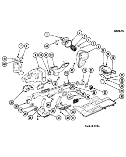 BODY MOLDING AIR CONDITIONING INSTRUMENT CLUSTER Pontiac Sunbird 1976-1978 HM AIR DISTRIBUTION SYSTEM