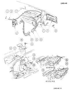 КРЕПЛЕНИЕ КУЗОВА-КОНДИЦИОНЕР-ПРИБОРНЫЙ ЩИТОК Chevrolet Citation 1980-1981 X AIR CONDITIONING & VACUUM HARNESS