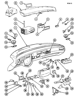 DOORS-REGULATORS-WINDSHIELD-WIPER-WASHER Cadillac Eldorado 1976-1976 C,D,E,Z INSTRUMENT PANEL - PART II(EXC AR3)