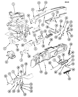 BODY MTG.-AIR COND.-INST. CLUSTER Cadillac Fleetwood Limousine 1977-1981 C,D,Z AIR DISTRIBUTION SYSTEM