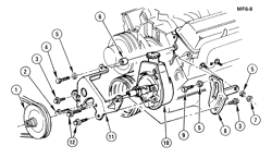 SUSPENSION AVANT-VOLANT Chevrolet Camaro 1982-1986 F STEERING PUMP MOUNTING (EXC A.C.)(LU5)
