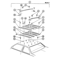 BODY MOLDINGS-SHEET METAL-REAR COMPARTMENT HARDWARE-ROOF HARDWARE Chevrolet Cavalier 1982-1987 J27-69 LUGGAGE CARRIER/ROOF