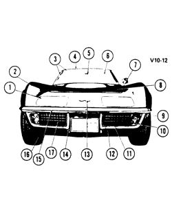 ДВЕРИ - РЕГУЛЯТОРЫ - ВЕТРОВОЕ СТЕКЛО - СТЕКЛООЧИСТИТЕЛЬ Chevrolet Corvette 1970-1972 EXTERIOR VIEW