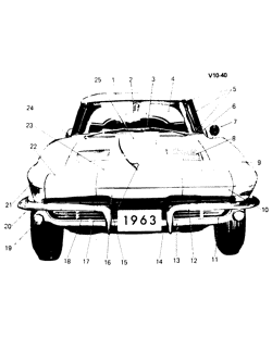 ДВЕРИ - РЕГУЛЯТОРЫ - ВЕТРОВОЕ СТЕКЛО - СТЕКЛООЧИСТИТЕЛЬ Chevrolet Corvette 1963-1964 EXTERIOR VIEW