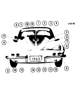 ДВЕРИ - РЕГУЛЯТОРЫ - ВЕТРОВОЕ СТЕКЛО - СТЕКЛООЧИСТИТЕЛЬ Chevrolet Corvette 1963-1967 EXTERIOR VIEW