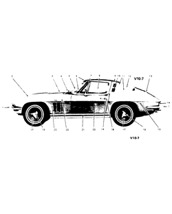 ДВЕРИ - РЕГУЛЯТОРЫ - ВЕТРОВОЕ СТЕКЛО - СТЕКЛООЧИСТИТЕЛЬ Chevrolet Corvette 1965-1967 EXTERIOR VIEW-COUPE