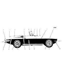 DOORS-REGULATORS-WINDSHIELD-WIPER-WASHER Chevrolet Corvette 1965-1967 EXTERIOR VIEW-CONVERTIBLE