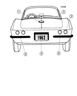 МОЛДИНГИ КУЗОВА-ЛИСТОВОЙ МЕТАЛ Chevrolet Corvette 1962-1962 Y REAR MOLDINGS