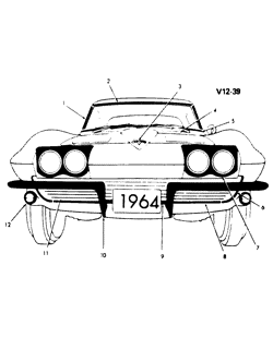 МОЛДИНГИ КУЗОВА-ЛИСТОВОЙ МЕТАЛ Chevrolet Corvette 1964-1964 Y FRONT MOLDINGS