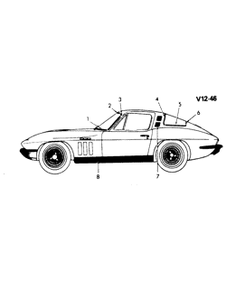 МОЛДИНГИ КУЗОВА-ЛИСТОВОЙ МЕТАЛ Chevrolet Corvette 1965-1967 Y SIDE MOLDINGS (19437)