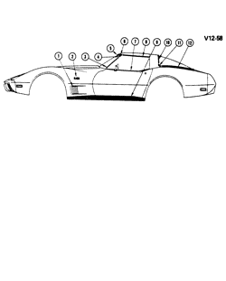 МОЛДИНГИ КУЗОВА-ЛИСТОВОЙ МЕТАЛ Chevrolet Corvette 1980-1982 Y SIDE MOLDINGS