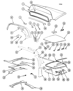 МОЛДИНГИ КУЗОВА-ЛИСТОВОЙ МЕТАЛ Chevrolet Corvette 1974-1977 Y ROOF SECTION