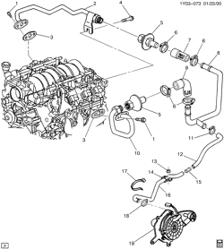 FUEL SYSTEM-EXHAUST-EMISSION SYSTEM Chevrolet Corvette 2000-2004 Y A.I.R. PUMP & RELATED PARTS PART 1 HOSES & PIPES
