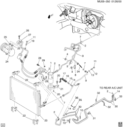 BODY MOUNTING-AIR CONDITIONING-AUDIO/ENTERTAINMENT Chevrolet Venture APV 2000-2000 U A/C REFRIGERATION SYSTEM (LA1/3.4E)(C34)