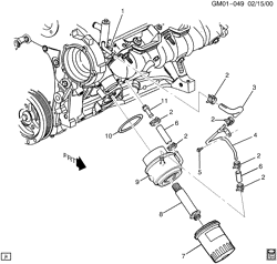 LUBRIFICAÇÃO - ARREFECIMENTO - GRADE DO RADIADOR Chevrolet Uplander (2WD) 2005-2006 UX1 ENGINE OIL COOLER (LX9/3.5L, KC4)