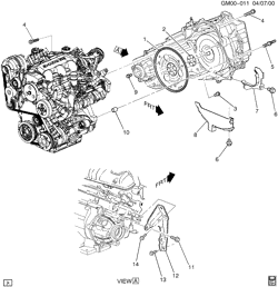 CAIXA TRANSFERÊNCIA Buick Rendezvous 2002-2003 B TRANSMISSION TO ENGINE MOUNTING (LA1/3.4E)