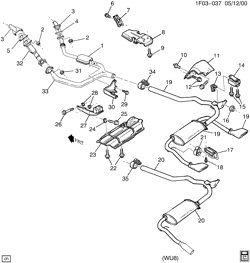 FUEL SYSTEM-EXHAUST-EMISSION SYSTEM Chevrolet Camaro 1998-1998 F EXHAUST SYSTEM-V8 (LS1/5.7G)(EXC (VP6))