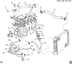 COOLING SYSTEM-GRILLE-OIL SYSTEM Pontiac Sunfire 1998-2002 J HOSES & PIPES/RADIATOR (LN2/2.2-4)