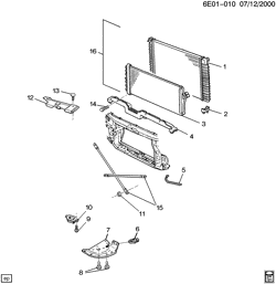 COOLING SYSTEM-GRILLE-OIL SYSTEM Cadillac Eldorado 1998-1999 E RADIATOR MOUNTING & RELATED PARTS