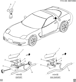 PARE-BRISE - ESSUI-GLACE - RÉTROVISEURS - TABLEAU DE BOR - CONSOLE - PORTES Chevrolet Corvette 1999-2000 Y SYSTÈME DENTRÉE/TÉLÉDÉVERROUILLAGE