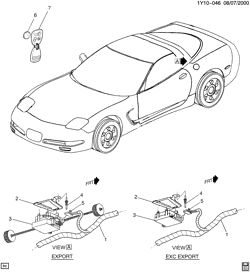 ВЕТРОВОЕ СТЕКЛО-СТЕКЛООЧИСТИТЕЛЬ-ЗЕРКАЛА-ПРИБОРНАЯ ПАНЕЛЬ-КОНСОЛЬ-ДВЕРИ Chevrolet Corvette 2001-2004 Y ENTRY SYSTEM/KEYLESS REMOTE