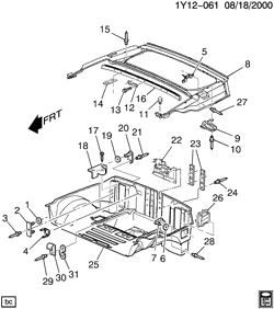 BODY MOLDINGS-SHEET METAL-REAR COMPARTMENT HARDWARE-ROOF HARDWARE Chevrolet Corvette 1999-1999 Y37 COMPARTMENT/REAR STORAGE & HARDWARE