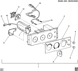 BODY MOUNTING-AIR CONDITIONING-AUDIO/ENTERTAINMENT Chevrolet Cavalier 1995-1996 J A/C & HEATER CONTROL ASM (C60)