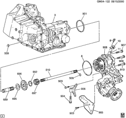CAIXA TRANSFERÊNCIA Buick Rendezvous 2002-2006 BT AUTOMATIC TRANSMISSION (M76) PART 8 (4T65-E) TRANSMISSION TO TRANSFER CASE COMPONENTS
