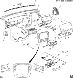 WINDSHIELD-WIPER-MIRRORS-INSTRUMENT PANEL-CONSOLE-DOORS Cadillac Catera 1997-1999 V INSTRUMENT PANEL PART 1