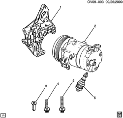 BODY MOUNTING-AIR CONDITIONING-AUDIO/ENTERTAINMENT Cadillac Catera 1997-2001 V A/C COMPRESSOR MOUNTING