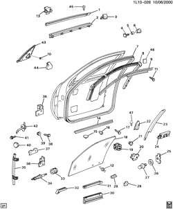 WINDSHIELD-WIPER-MIRRORS-INSTRUMENT PANEL-CONSOLE-DOORS Chevrolet Corsica 1994-1996 L69 DOOR HARDWARE/FRONT PART 1
