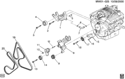 COOLING SYSTEM-GRILLE-OIL SYSTEM Pontiac Grand Prix 1997-1998 W PULLEYS & BELTS/ACCESSORY DRIVE (L67/3.8-1)