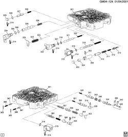 FREIOS Buick Rendezvous 2002-2006 BT AUTOMATIC TRANSMISSION (M76) PART 4 (4T65-E) CONTROL VALVE ASM