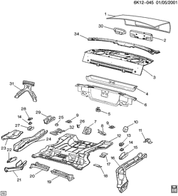BODY MOLDINGS-SHEET METAL-REAR COMPARTMENT HARDWARE-ROOF HARDWARE Cadillac Hearse/Limousine 1997-1997 KS SHEET METAL/BODY-UNDERBODY & REAR END