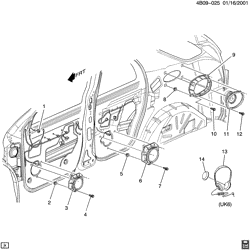 BODY MOUNTING-AIR CONDITIONING-AUDIO/ENTERTAINMENT Buick Rendezvous 2002-2007 B AUDIO SYSTEM/SPEAKERS & HEADPHONE