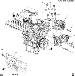 СТАРТЕР-ГЕНЕРАТОР-СИСТЕМА ЗАЖИГАНИЯ-ЭЛЕКТРООБОРУДОВАНИЕ-ЛАМПЫ Chevrolet Impala 2000-2005 W19-27 GENERATOR MOUNTING (L36/3.8K)