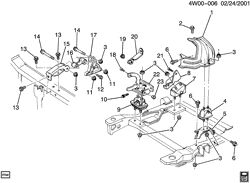 MOTEUR 6 CYLINDRES Buick Regal 1993-1995 W ENGINE & TRANSMISSION MOUNTING (L27/3.8L)