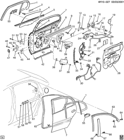 WINDSHIELD-WIPER-MIRRORS-INSTRUMENT PANEL-CONSOLE-DOORS Buick Lesabre 2000-2005 H DOOR HARDWARE/REAR