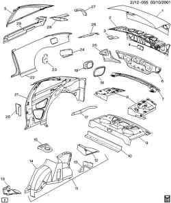 BODY MOLDINGS-SHEET METAL-REAR COMPARTMENT HARDWARE-ROOF HARDWARE Chevrolet Cavalier 1997-2001 J37 SHEET METAL/BODY PART 3 QUARTER & DECK LID
