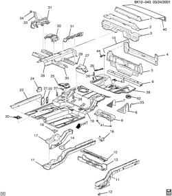BODY MOLDINGS-SHEET METAL-REAR COMPARTMENT HARDWARE-ROOF HARDWARE Cadillac Seville 1998-1998 KS,KY SHEET METAL/BODY PART 4-UNDERBODY & REAR END