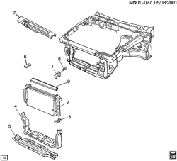 COOLING SYSTEM-GRILLE-OIL SYSTEM Buick Somerset 1992-1998 N RADIATOR MOUNTING & RELATED PARTS