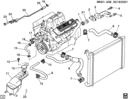 СИСТЕМА ОХЛАЖДЕНИЯ-РЕШЕТКА-МАСЛЯНАЯ СИСТЕМА Buick Skylark 1992-1993 N HOSES & PIPES/RADIATOR-V6-3.3L (LG7/3.3N)