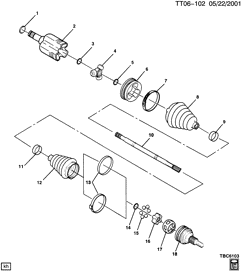FRONT AXLE-FRONT SUSPENSION-STEERING-DIFFERENTIAL GEAR Lt Truck GMC BRAVADA 4WD 2002-2009 T DRIVE SHAFT/FRONT WHEEL