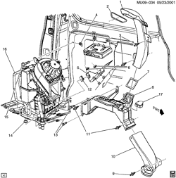 КРЕПЛЕНИЕ КУЗОВА-КОНДИЦИОНЕР-АУДИОСИСТЕМА Chevrolet Venture APV 2001-2005 U AIR DISTRIBUTION SYSTEM/REAR