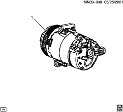 BODY MOUNTING-AIR CONDITIONING-AUDIO/ENTERTAINMENT Chevrolet Cavalier 2003-2005 J A/C COMPRESSOR ASM