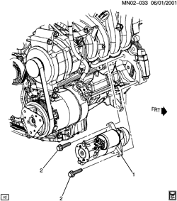 СТАРТЕР-ГЕНЕРАТОР-СИСТЕМА ЗАЖИГАНИЯ-ЭЛЕКТРООБОРУДОВАНИЕ-ЛАМПЫ Chevrolet Malibu Classic (Carryover Model) 2004-2005 N STARTER MOTOR MOUNTING (L61/2.2F)