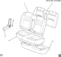 REAR SEAT TRIM-CARPET Buick Century 2000-2002 WY,WS SEAT ASM/REAR WITH ARMREST(EXC (AM9))